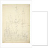 Portrait of the 'Groeningen'. Built 1641. 48-guns. Chartered by Denmark 1666-1667 and not thereafter mentioned. Also called 'Stad Groeningen', 'Wapen van Groeningen' and 'Zwarte Arend' by Willem Van de Velde the Younger