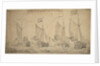 The marriage journey of William of Orange and Princess Mary to Holland, 1677. The yachts reaching the coast of Holland, 29 November - 9 December 1677. by Willem van de Velde the Elder