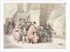 Sketch for 'A Tale of Trafalgar' showing a Greenwich pensioner, a Chelsea pensioner and other visitors in the Painted Hall by John Burnet