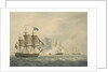 HMS 'Majestic' bearing down to attack the 'Terpsichore' and 'Atalante' 3 February 1814 by W. Anderson