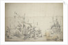 Dutch fighting ships drying sails by Willem van de Velde the Elder