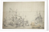 Dutch fighting ships drying sails by Willem van de Velde the Elder