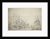 Dutch fighting ships drying sails by Willem van de Velde the Elder