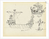 Sketch of a Roman warship, part of a Roman merchant ship and a vessel with sail set by John Everett
