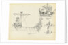 Sketch of a Roman warship, part of a Roman merchant ship and a vessel with sail set by John Everett