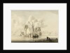 Kraak and other craft becalmed by Pieter Aartsz Blauw