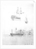 Sketches of HMS 'St Joseph' at anchor and HMS 'Lavinia Hamoaze' by John Tom