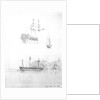 Sketches of HMS 'St Joseph' at anchor and HMS 'Lavinia Hamoaze' by John Tom