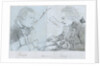 Sketch of Thompson and Harris playing backgammon on board 'Andromeda' by unknown