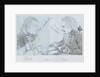 Sketch of Thompson and Harris playing backgammon on board 'Andromeda' by unknown
