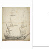 Portrait of a small Dutch merchant ship by Willem van de Velde the Elder