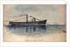 Spar torpedo boat in a calm sea by H. W.