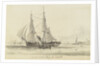 View of an outward bound collier off Northfleet and small single sail vessel by William John Huggins