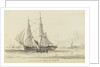 View of an outward bound collier off Northfleet and small single sail vessel by William John Huggins