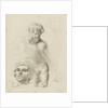 Sketch of a statue of a man and child (unfinished) and sketch of the head of a girl by unknown