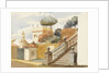 Roman jumble to the life. Staircase of uninteresting church of S. Dominico & S. Silvesto. Corner of Villa Aldobrandini with statues, in the garden of which are the trees - (pine, orange & eucalyptus) by Matilda Rose Herschel