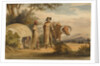 South African man and woman with an ox, a woman in a native built hut by unknown