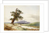 View of a tree near a river with cattle drinking and purple hill beyond by John Frederick William Herschel