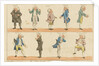 Nine caricature figures in 18th century costume by Henry William Bunbury