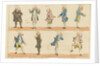 Nine caricature figures in 18th century costume by Henry William Bunbury