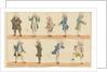 Nine caricature figures in 18th century costume by Henry William Bunbury