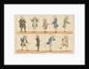 Nine caricature figures in 18th century costume by Henry William Bunbury