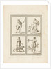 Four classical poses: 'Hatred, Love, Moderation, Fury. by William Hamilton