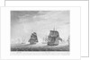 The view of the 'Prince George' disabled by the loss of her foremast, 12 April 1782 by Robert Dodd