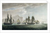 The East India Company's ship 'General Goddard' with His Majesty's ship 'Sceptre' and 'Swallow' packet capturing seven Dutch East Indiamen off St Helena, on the 14 June 1795 by Thomas Luny