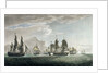 The East India Company's ship 'General Goddard' with His Majesty's ship 'Sceptre' and 'Swallow' packet capturing seven Dutch East Indiamen off St Helena, on the 14 June 1795 by Thomas Luny