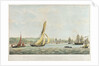 HM revenue cutter 'Vigilant'  towing her prize the barge 'Charlotte', 13 December 1849 by John Christian Schetky