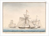 The English cutter 'Swan' taken by French privateers 'La Reciprocite' and 'Le Voltigeur', March 1807 by Houllets