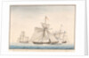 The English cutter 'Swan' taken by French privateers 'La Reciprocite' and 'Le Voltigeur', March 1807 by Houllets