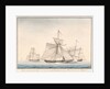 The English cutter 'Swan' taken by French privateers 'La Reciprocite' and 'Le Voltigeur', March 1807 by Houllets