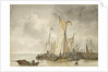 Dutch vessels off a jetty by Anthonie Waldorp