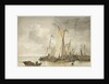 Dutch vessels off a jetty by Anthonie Waldorp
