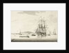 A calm with an East Indiaman anchored in an estuary by Francis Swaine