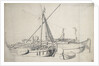 Study of a damlooper and a smalschip lying alongside one another by Willem van de Velde the Elder