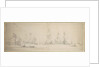 The Dutch fleet at anchor off the coast by Willem van de Velde the Elder