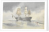 'Britannia' hove to in a calm to receive a boat, probably near Cape Carthage, flying the flag of Rear-Admiral Dundas, 27 April 1852 by George Pechell Mends