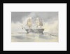 'Britannia' hove to in a calm to receive a boat, probably near Cape Carthage, flying the flag of Rear-Admiral Dundas, 27 April 1852 by George Pechell Mends