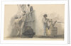 Two deck scenes, two men relaxing on deck, and a man working a winding handle fixed on a barrel by Robert Streatfeild