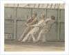 Deck scene with three men hauling on a rope by Robert Streatfeild