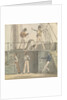 Deck scene with six figures including one steering at the ship's wheel by Robert Streatfeild