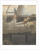 Cabin scene with man lying down reading a book by Robert Streatfeild