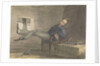 Cabin scene, man relaxing in a chair, with his feet up by Robert Streatfeild
