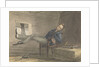 Cabin scene, man relaxing in a chair, with his feet up by Robert Streatfeild