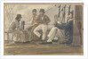 Four sailors relaxing on deck, one reading by Robert Streatfeild