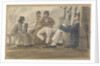 Four sailors relaxing on deck, one reading by Robert Streatfeild