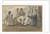 Four sailors relaxing on deck, one reading by Robert Streatfeild